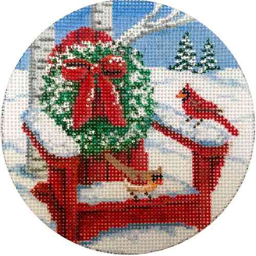 CARDINALS ON ADIRONDACK ORNAMENT