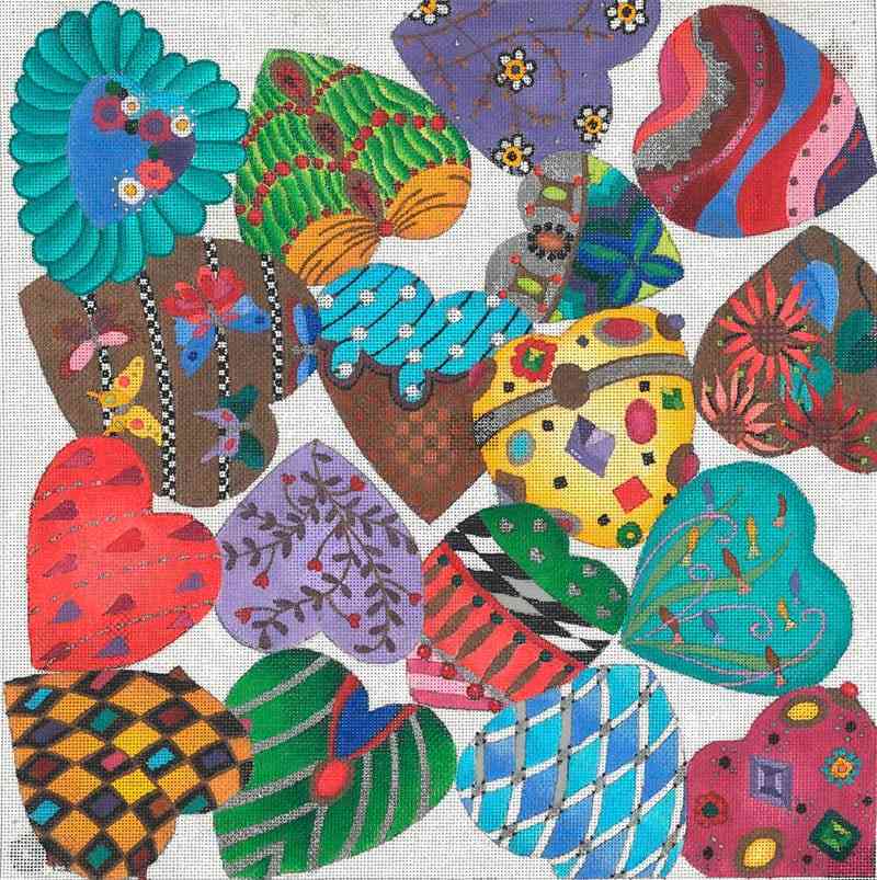 Jeweled Puffed Hearts