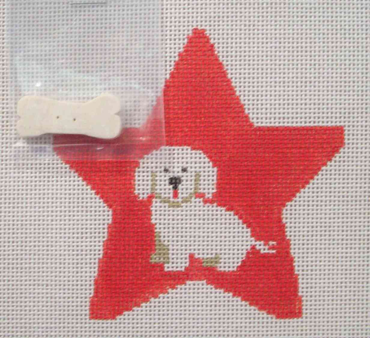 Animal Star - Bichon Frise with Bone Button
