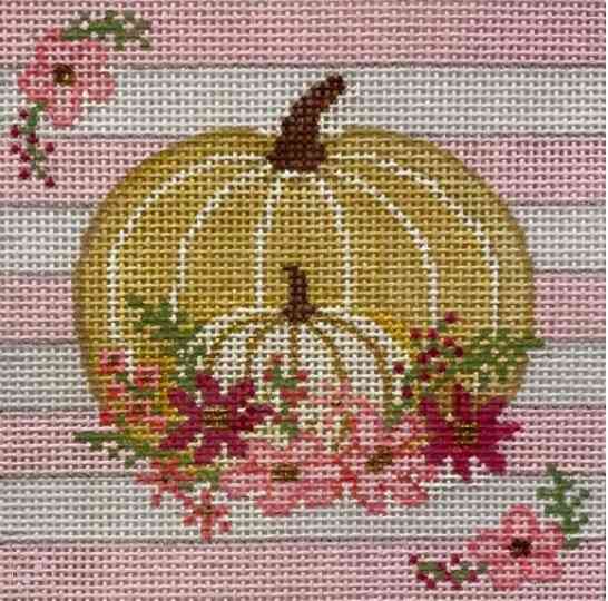 Pumpkins On Pink Stripes Square