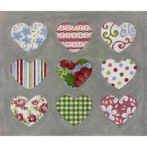 PATTERNED HEARTS ON GRAY