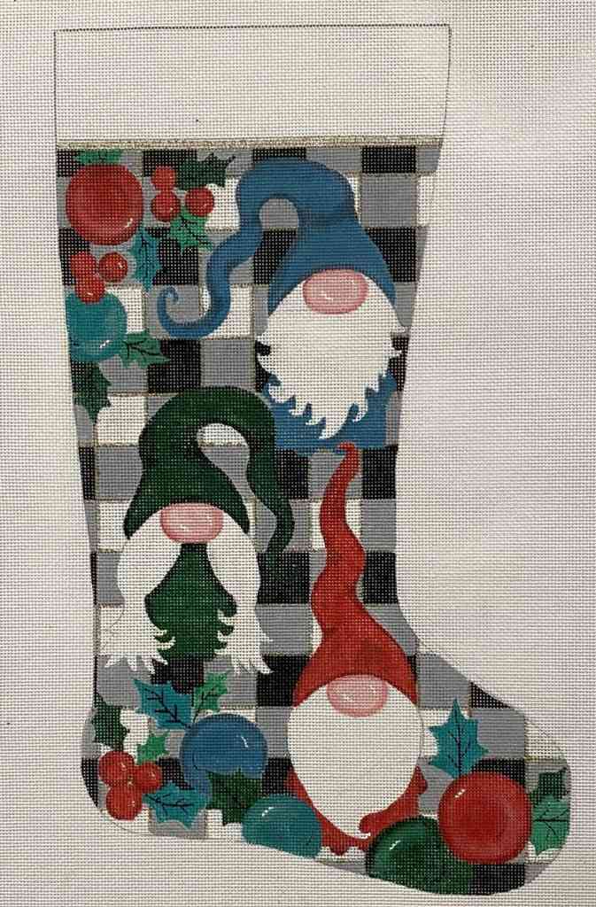 GNOMES ON CHECKS CHRISTMAS STOCKING