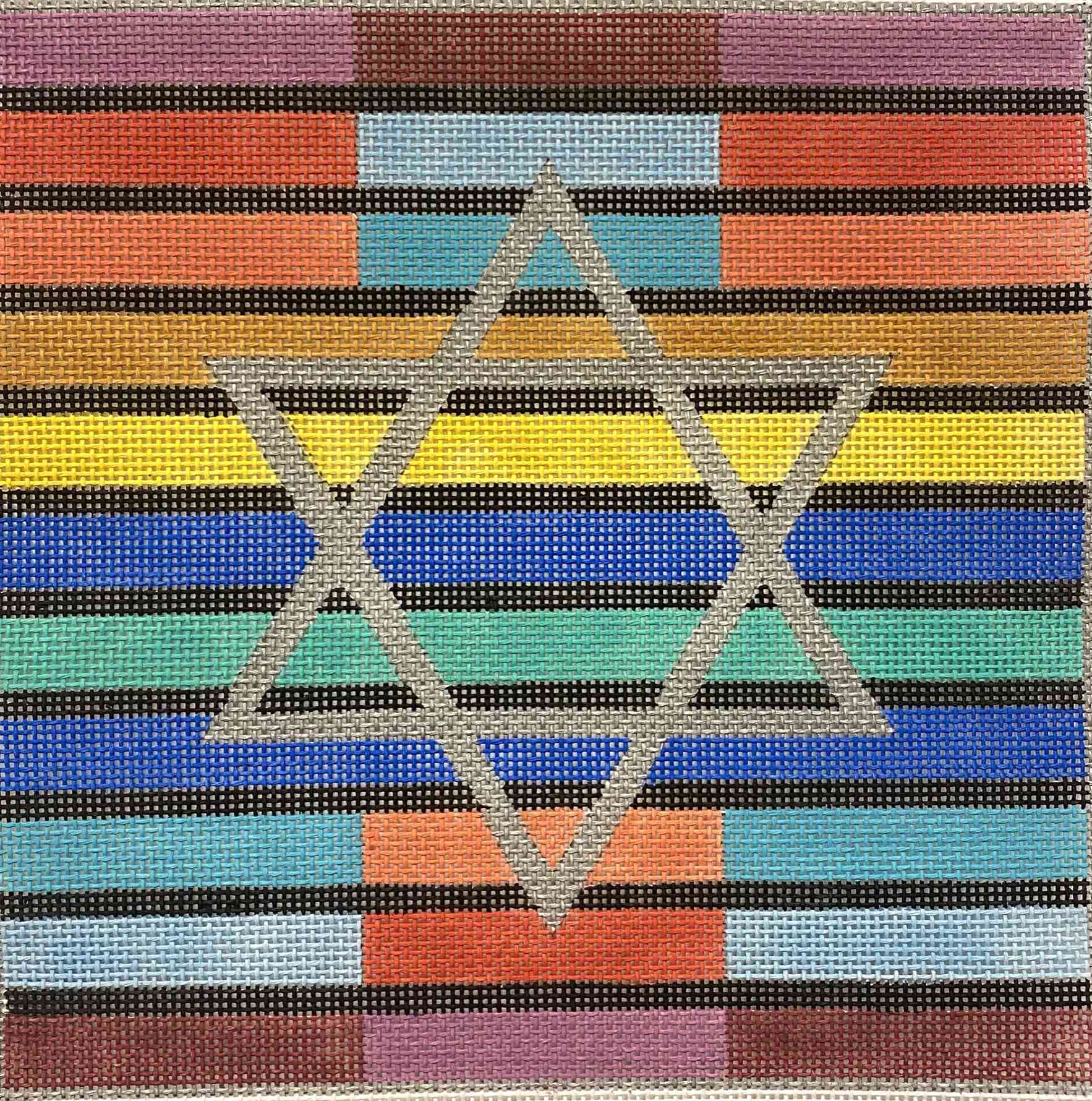 MULTICOLOR STRIPES SINGLE STAR TEFFILLIN