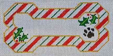 Bone Ornament - Candy Cane