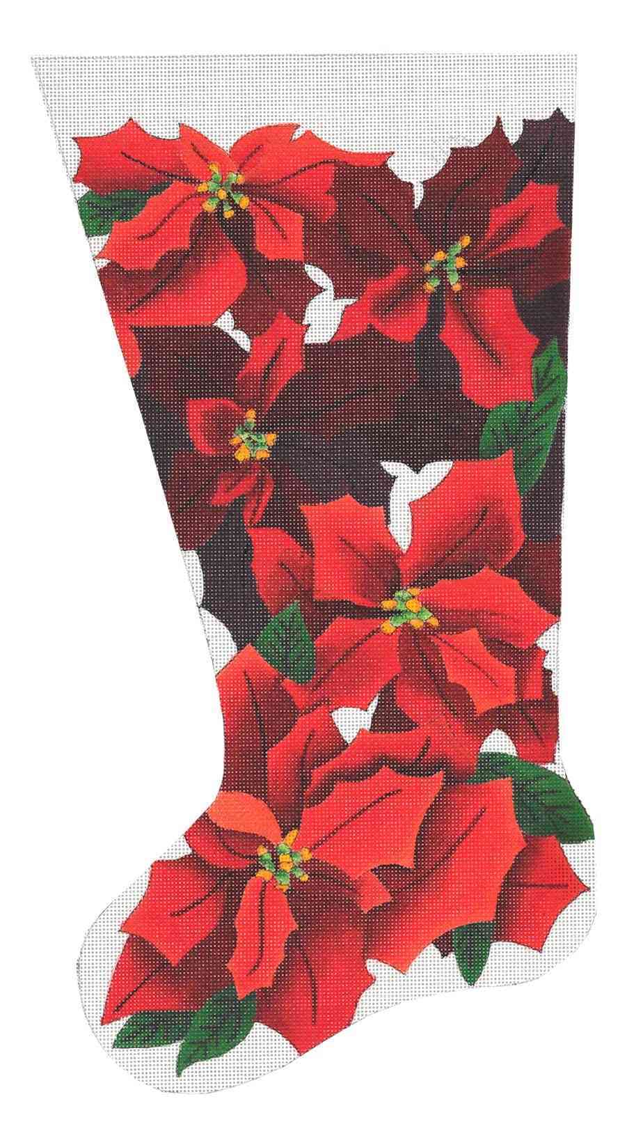 Noel Poinsetties Stocking (Toe to the Right)