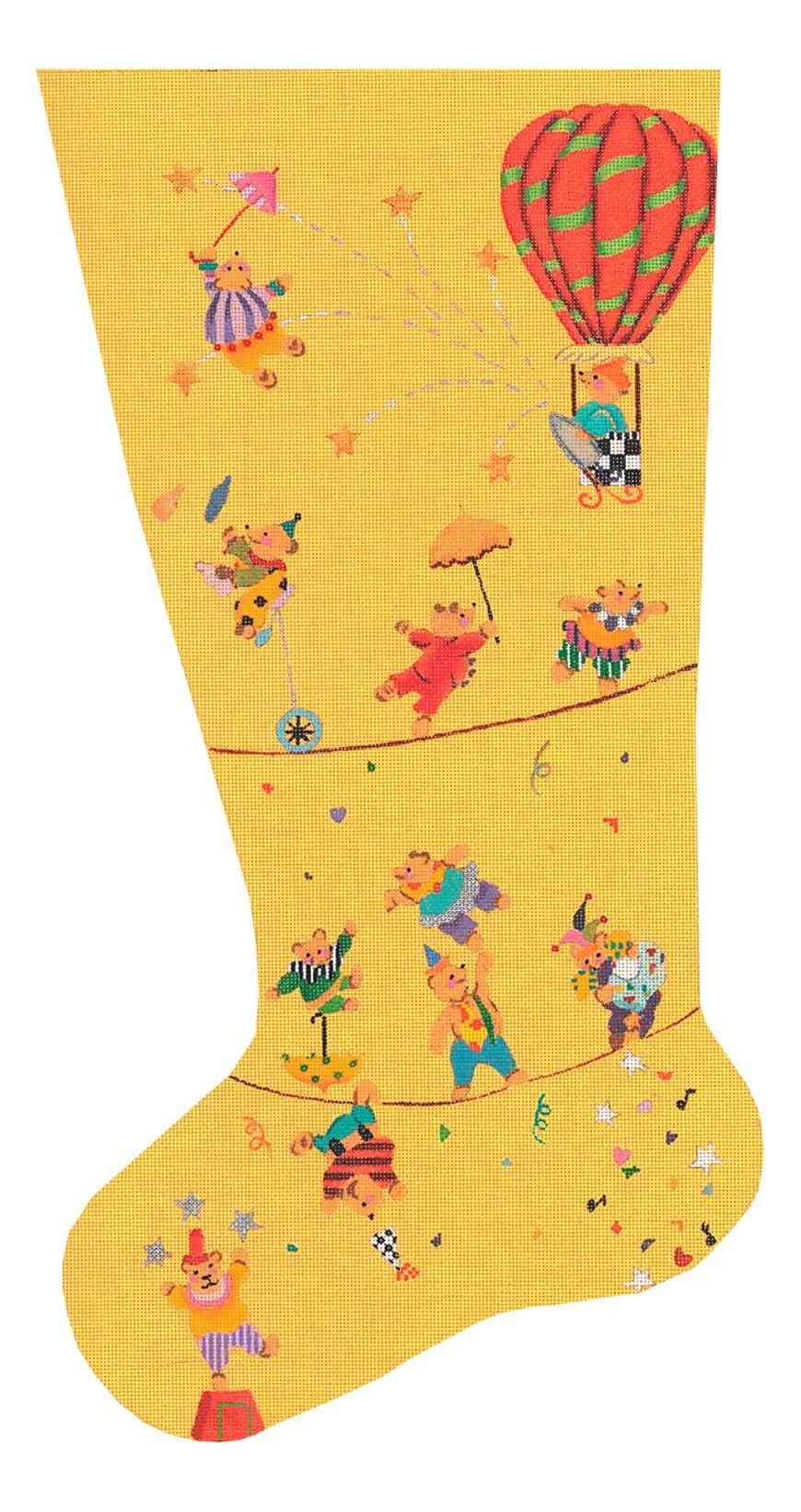 Teddy's Holiday Circus Stocking White