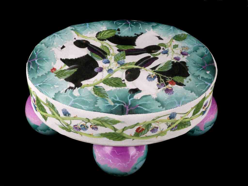 BandW Bramble Bunnies Footstool
