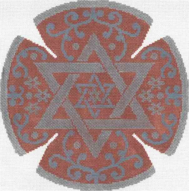 Stars and Flower Yarmulke MauveSilver