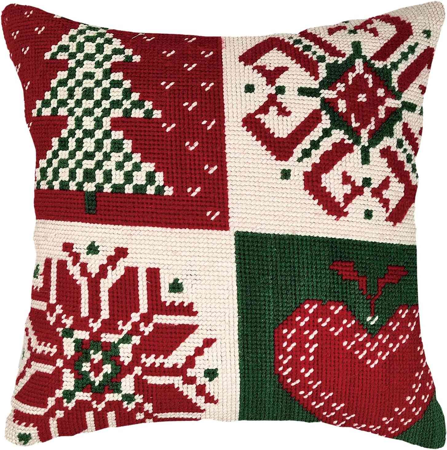 Needlepoint Pillow Kit - Christmas Puzzle