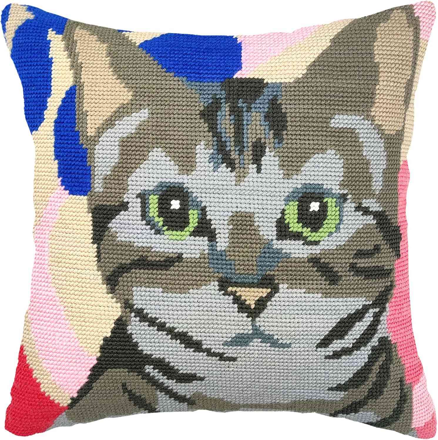 Needlepoint Pillow Kit - Dragon Li Cat
