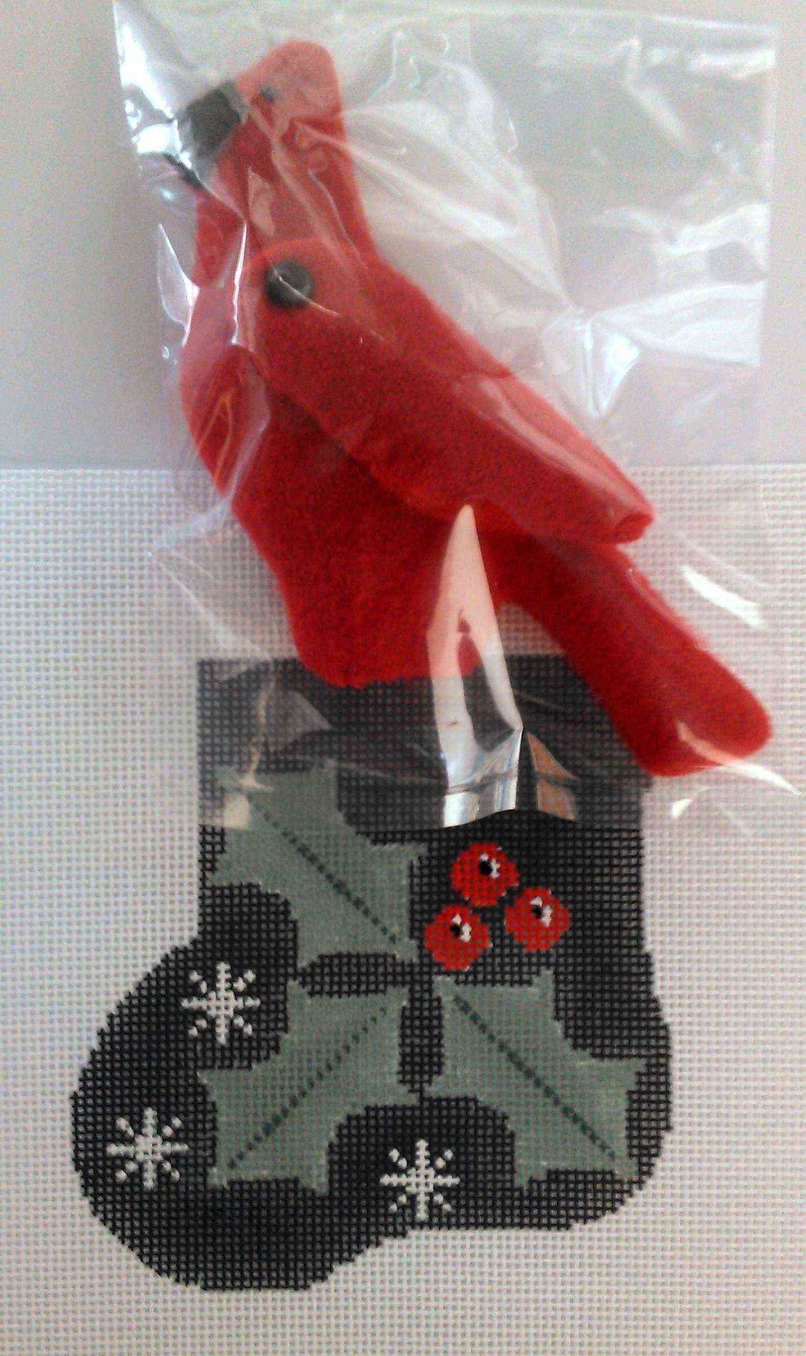 Mini-sock with Insert - Holly Sock with Cardinal