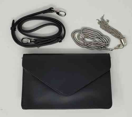 Gusseted Shoulder Bag - Black