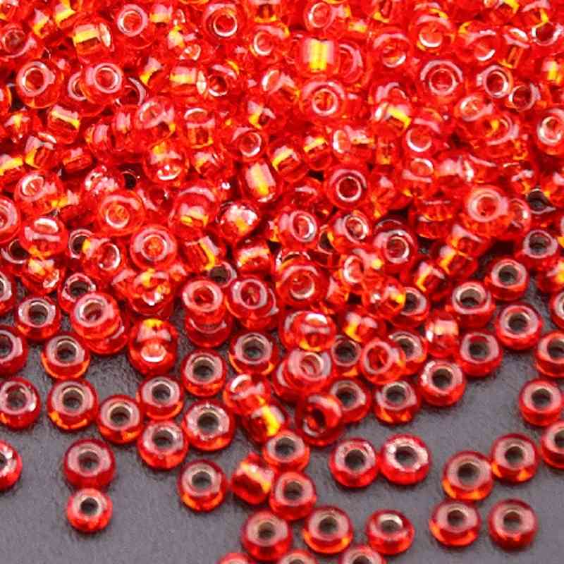 Silvery Seed Beads - Cerise