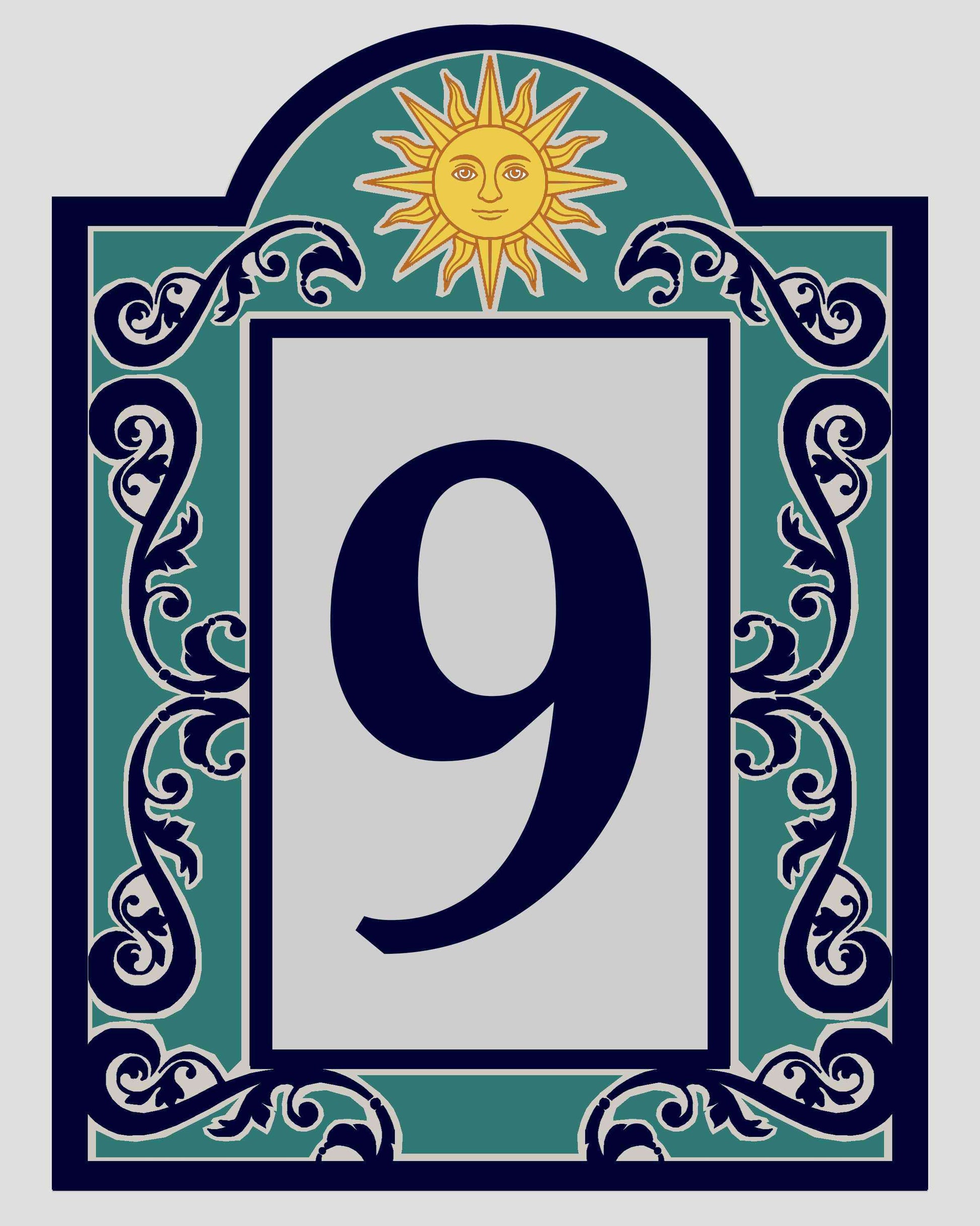 9 with carving sign