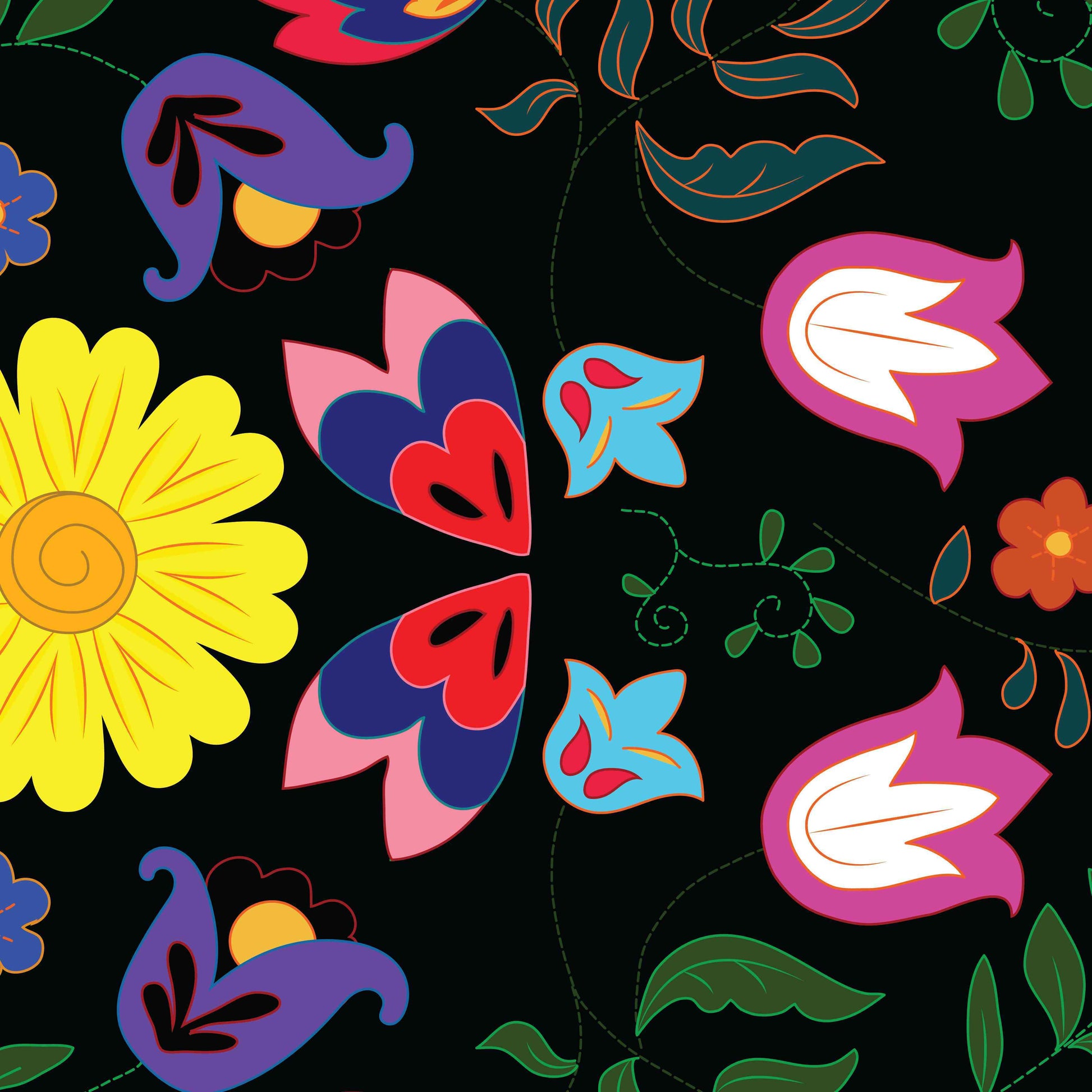 Folk Neon Flowers