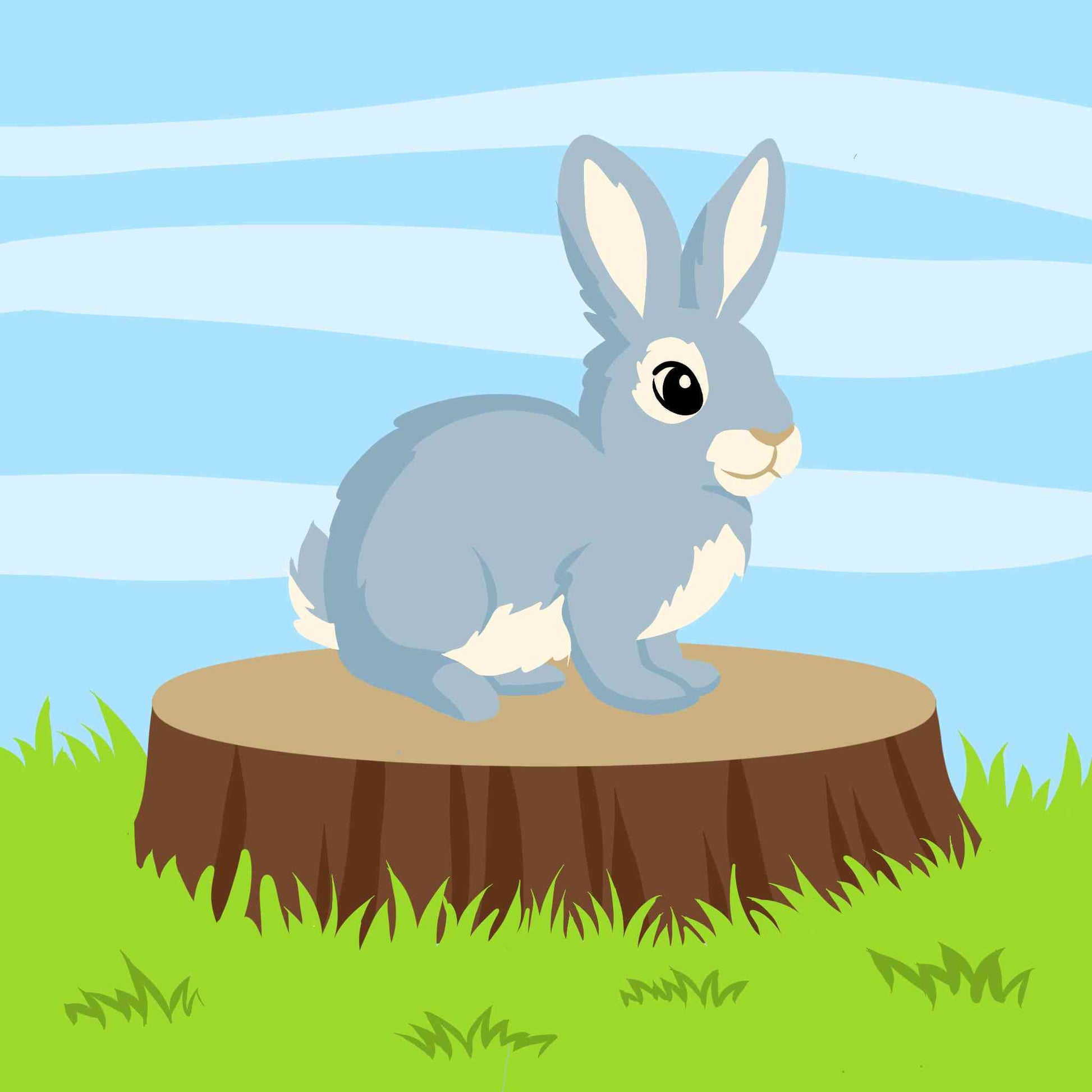 Bunny on the tree stump