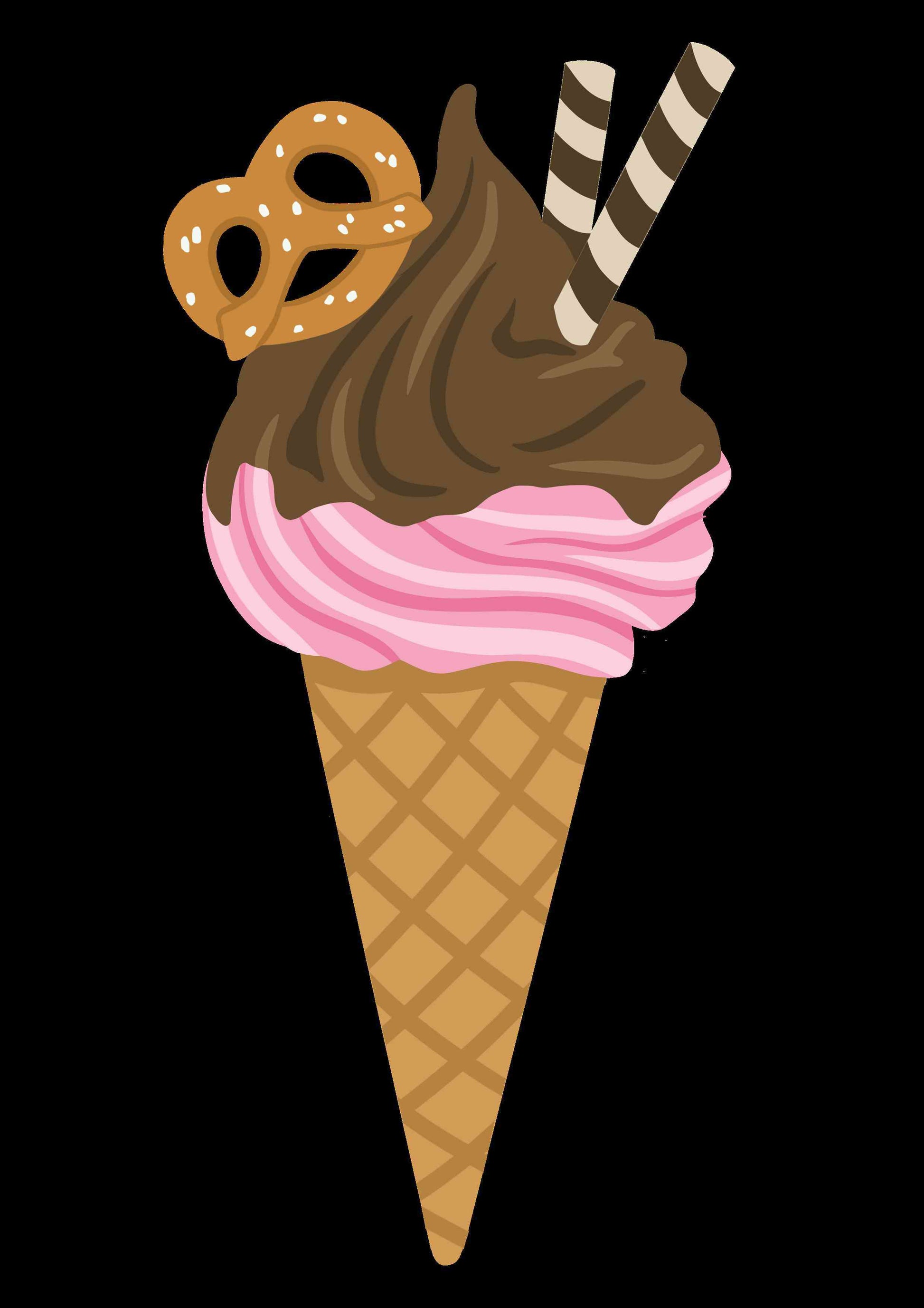Strawberry Ice Cream with Chocolate Toppings