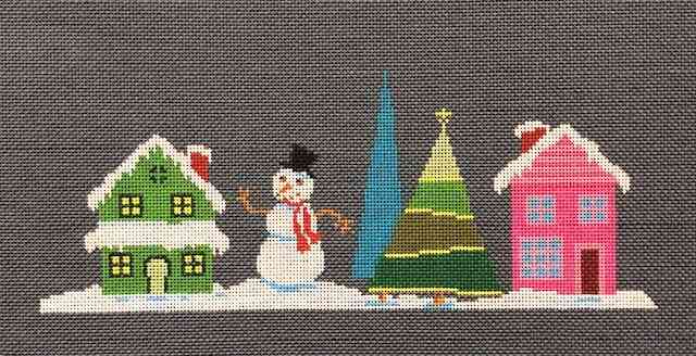 Pink House with Snowman
