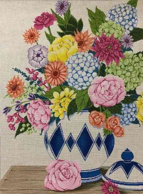 Floral in Blue White Pot