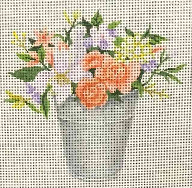 Peach Flowers in Pail