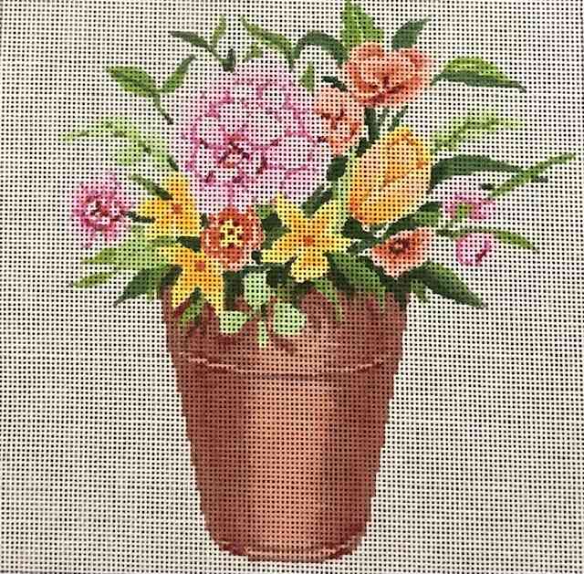 PinkYelow Flowers in Pot