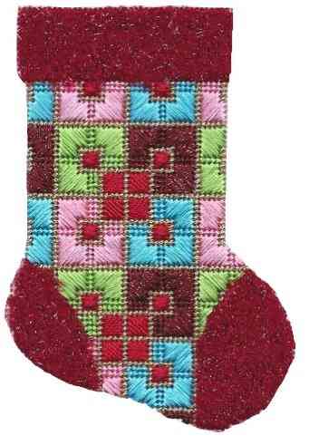 Mini-sock - Burgundy, Peach & Turquoise