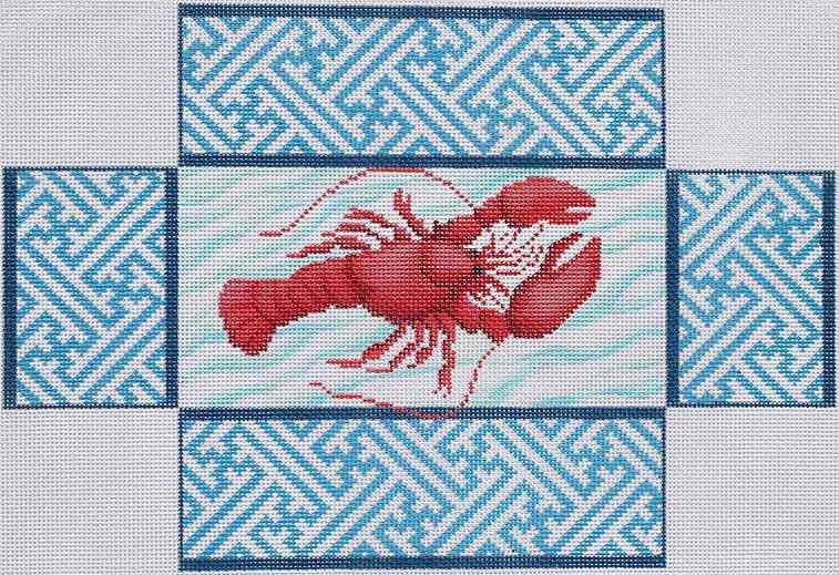 Brick Cover - Lobster with Chinoiserie Lattice - water background