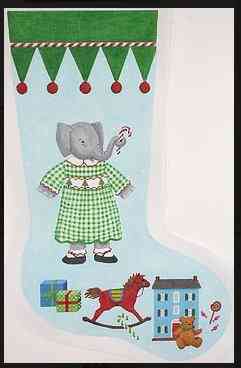 Stocking - Elephant Girl in Green Checked Dress