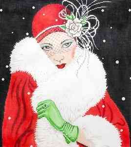Art Deco Lady with Green Gloves